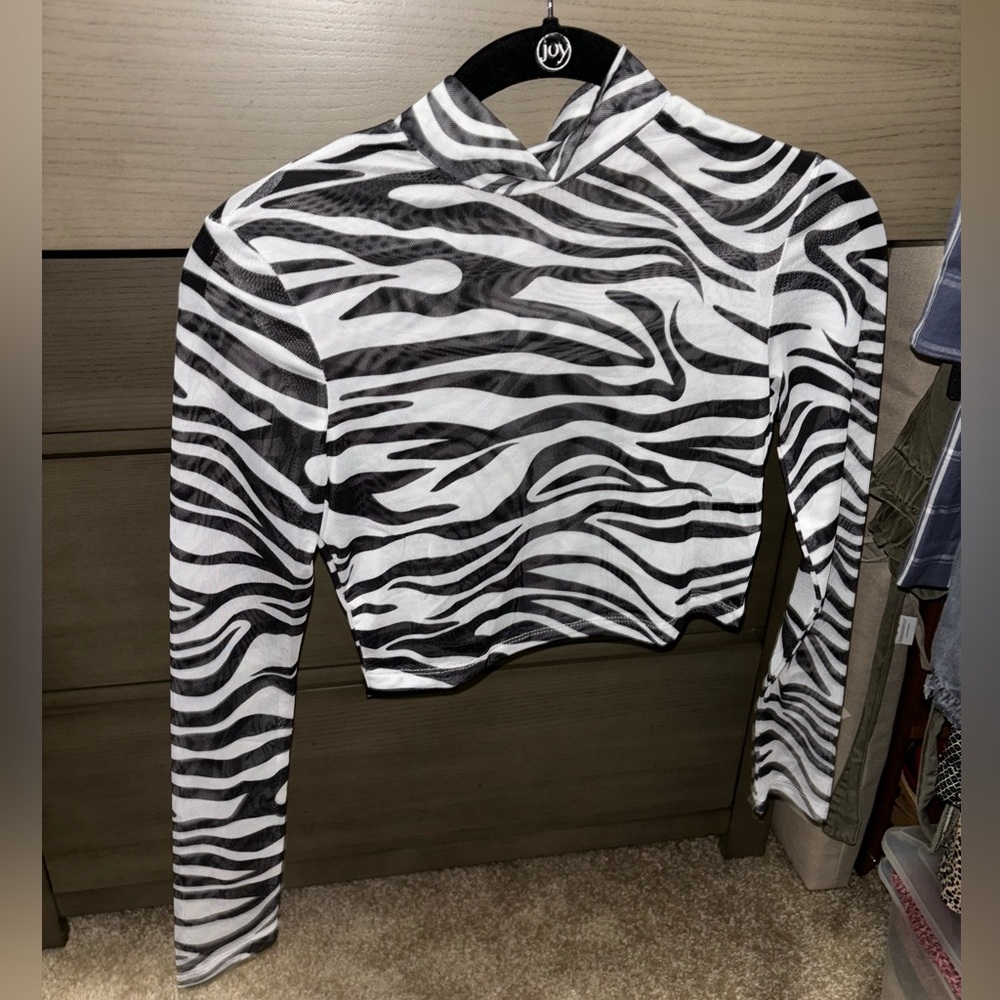 Shein zebra print mesh top - size XS